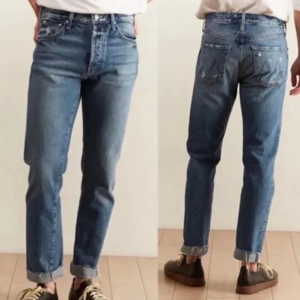 MOTHER Denim Chaser Ankle Cuff Fray Step On It Wash 34